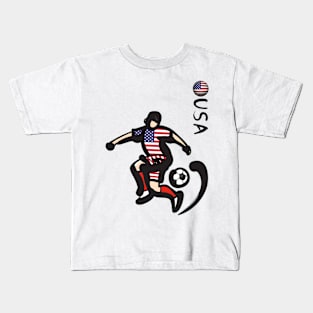 Dynamic USA Soccer Player Pose V1-2 Kids T-Shirt